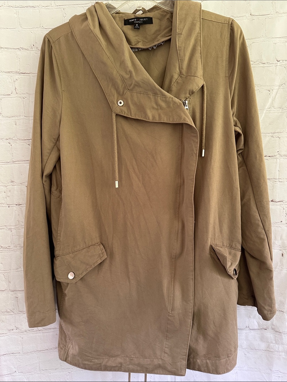Romeo & Juliet Couture Tan Hooded Utility Jacket